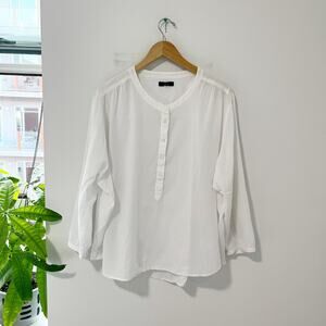 J. Crew White Semi Sheer Long Sleeve Popover Top Size 2X